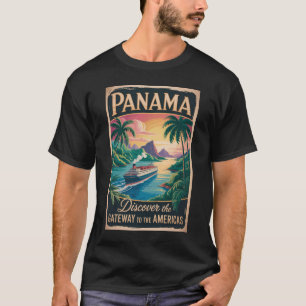 パナマの風景イラスト 旅行アート ビンテージ Tシャツ