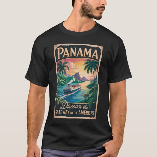 パナマの風景イラスト 旅行アート ビンテージ Tシャツ (正面)