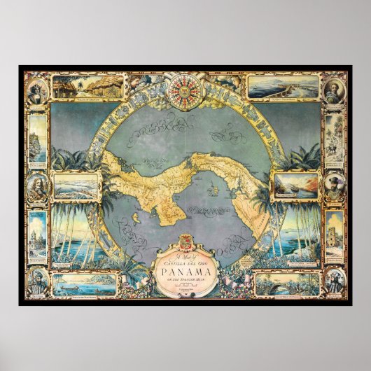 パナマの「海賊」地図 ポスター (正面)