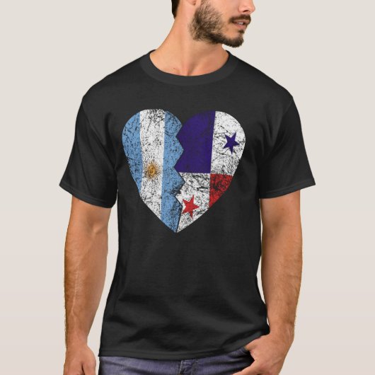 パナマアルゼンチン国旗ハートアルゼンチンパナラ Tシャツ (正面)