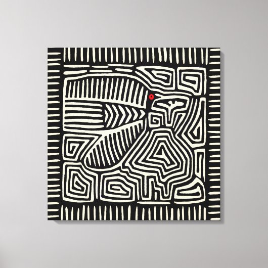 パナマクナインディアンモラパジャロ – 白黒 キャンバスプリント (正面)