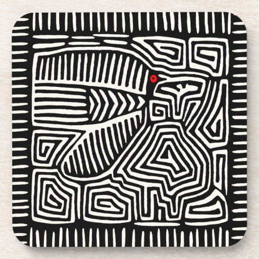 パナマクナインディアンモラパジャロ – 白黒 コースター (正面)
