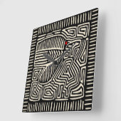 パナマクナインディアンモラパジャロ – 白黒 スクエア壁時計 (傾斜)