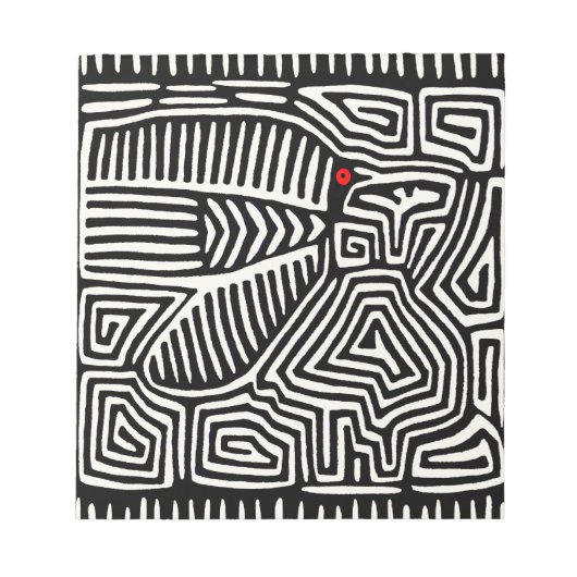 パナマクナインディアンモラパジャロ – 白黒 ノートパッド (正面)