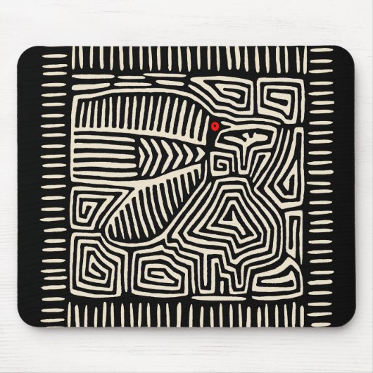 パナマクナインディアンモラパジャロ – 白黒 マウスパッド (正面)