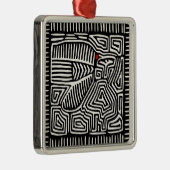 パナマクナインディアンモラパジャロ – 白黒 メタルオーナメント (右)