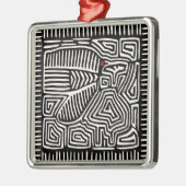 パナマクナインディアンモラパジャロ – 白黒 メタルオーナメント (左)