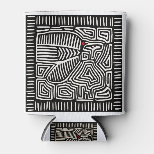 パナマクナインディアンモラパジャロ – 白黒 缶クーラー (正面)