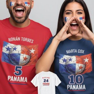 パナマサッカー国家の旗 伝統のサッカーボール Tシャツ