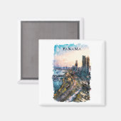 パナマシティウォーターカラースカイライン マグネット (正面/裏面)