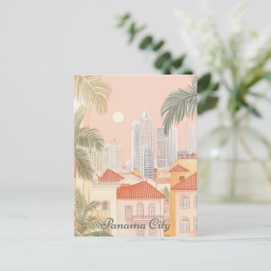 パナマシティガッシュ絵を描イラストレーション旅行 ポストカード (スタンド正面)