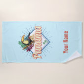 パナマシティトゥカンレトロパームツリーズヴィンテージ ビーチタオル (正面)