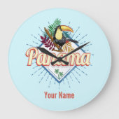 パナマシティトゥカンレトロパームツリーズヴィンテージ ラージ壁時計 (正面)