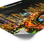 パナマシティバイナイトウォーターカラースカイライン絵画ズ ポスター (角)