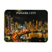 パナマシティバイナイトウォーターカラースカイライン絵画ズ マグネット (横)