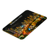 パナマシティバイナイトウォーターカラースカイライン絵画ズ マグネット (左側)