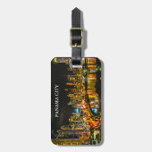 パナマシティバイナイトウォーターカラースカイライン絵画ズ ラゲッジタグ (正面縦)