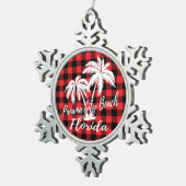 パナマシティビーチフロリダパームツリーズビーチ スノーフレークピューターオーナメント (右)