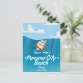 パナマシティビーチフロリダヴィンテージ旅行ポスター。 ポストカード (スタンド正面)