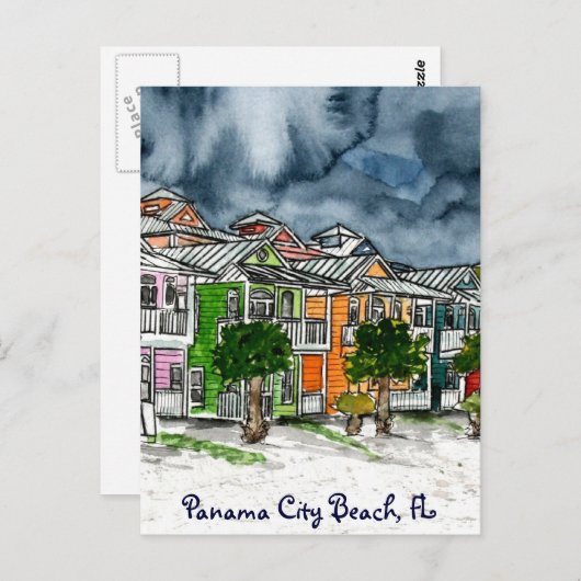 パナマシティビーチフロリダ熱帯芸術ギフト ポストカード (正面/裏面)