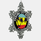 パナマシティビーチフロリダ スノーフレークピューターオーナメント (左)