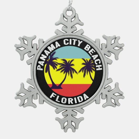 パナマシティビーチフロリダ スノーフレークピューターオーナメント (正面)
