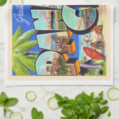 パナマシティフロリダヴィンテージ大レターはがき キッチンタオル (折り畳み)