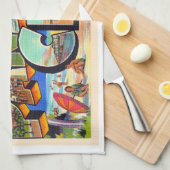 パナマシティフロリダヴィンテージ大レターはがき キッチンタオル (四つ折り)