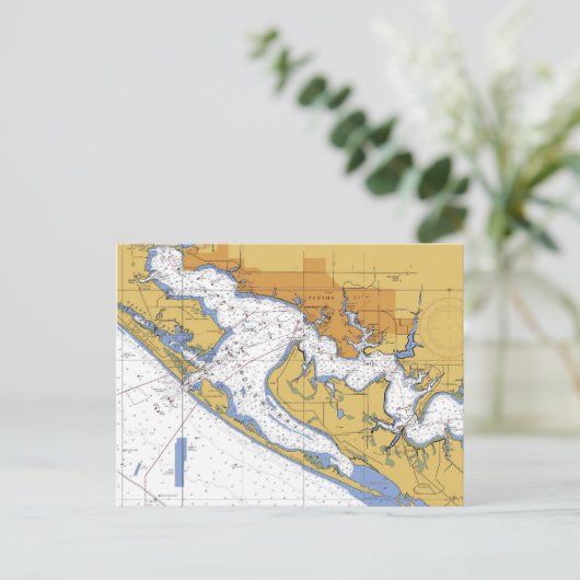 パナマシティフロリダ航海のハーバーチャートはがき ポストカード (スタンド正面)