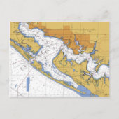 パナマシティフロリダ航海のハーバーチャートはがき ポストカード (正面)