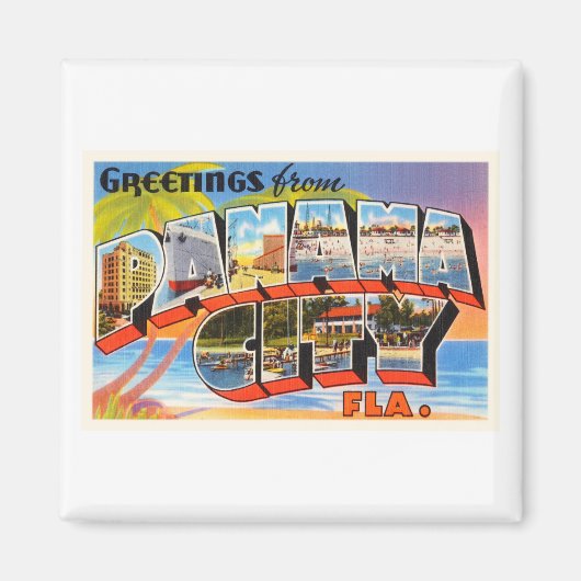 パナマシティフロリダFLオールドヴィンテージ旅行記念品 マグネット (正面)