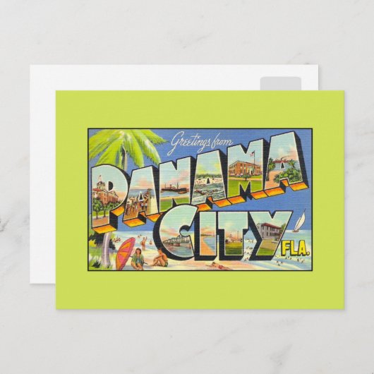 パナマシティFLAからのヴィンテージの挨拶 ポストカード (正面/裏面)