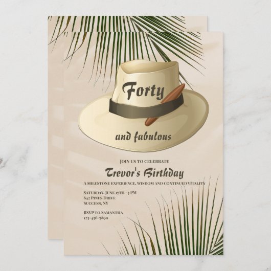 パナマハットとタバコ 招待状 (正面/裏面)