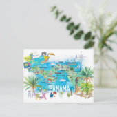 パナマ図解入りの、写真付きの旅行地図 ポストカード (スタンド正面)