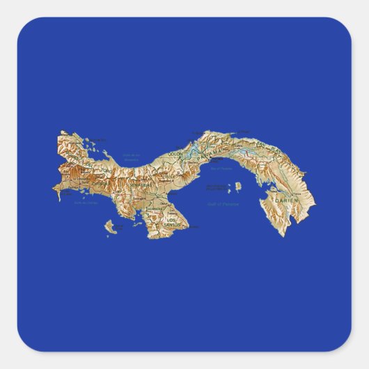 パナマ地図ステッカー スクエアシール (正面)
