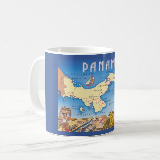 パナマ地図マグ コーヒーマグカップ (正面左)