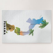 パナマ地図図解入りの、写真付きの旅行ポスタープリント。 ジグソーパズル (横)