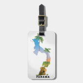 パナマ地図図解入りの、写真付きの旅行ポスタープリント。 ラゲッジタグ (正面縦)