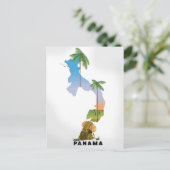 パナマ地図 イラスト入り旅行ポスター印刷 ポストカード (スタンド正面)