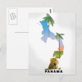 パナマ地図 イラスト入り旅行ポスター印刷 ポストカード (正面/裏面)