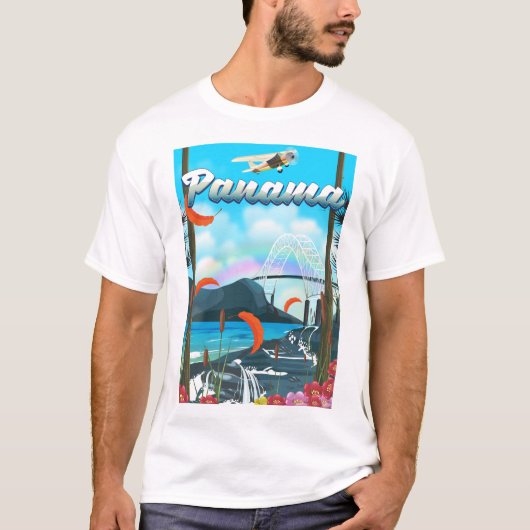 パナマ川の休暇プリント Tシャツ (正面)
