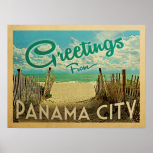 パナマ市のビーチのヴィンテージ旅行 ポスター