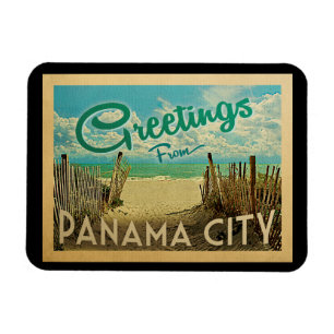 パナマ市のビーチのヴィンテージ旅行 マグネット