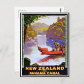 パナマ運河を介してニュージーランド、ボートの人々 ポストカード (正面/裏面)
