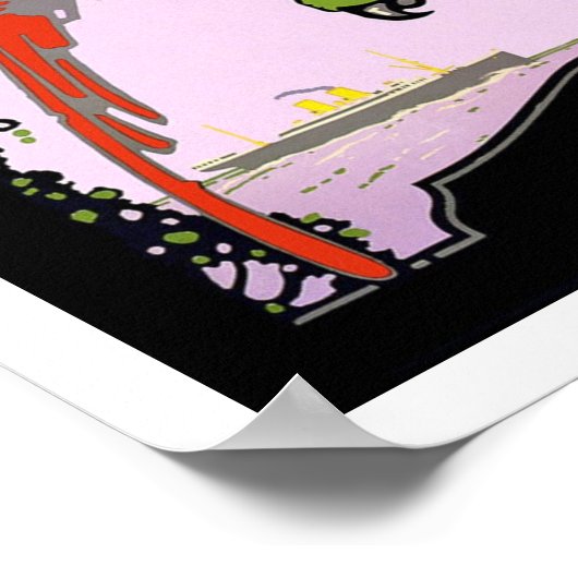 パナマ運河ラテンアメリカ船ヴィンテージ旅行 ポスター (角)