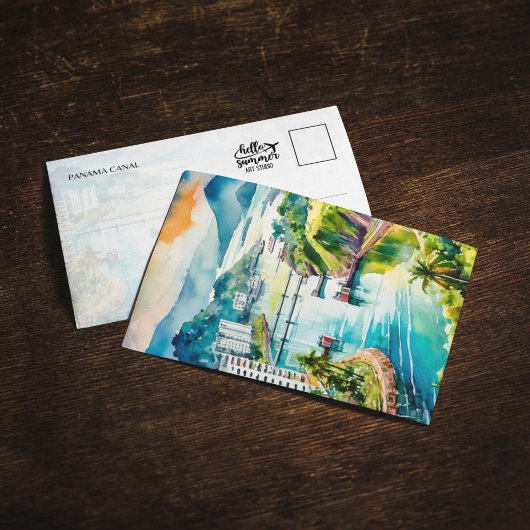 パナマ運河水彩絵葉書 招待状