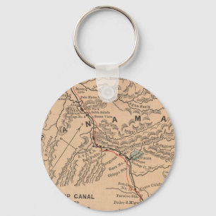 パナマ運河(1885年)のヴィンテージの地図 キーホルダー