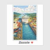 パナマ イラスト 旅行 アート ヴィンテージ シール (シート)