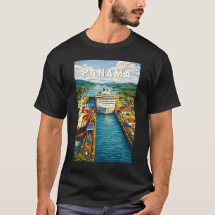 パナマ イラスト 旅行 アート ヴィンテージ Tシャツ