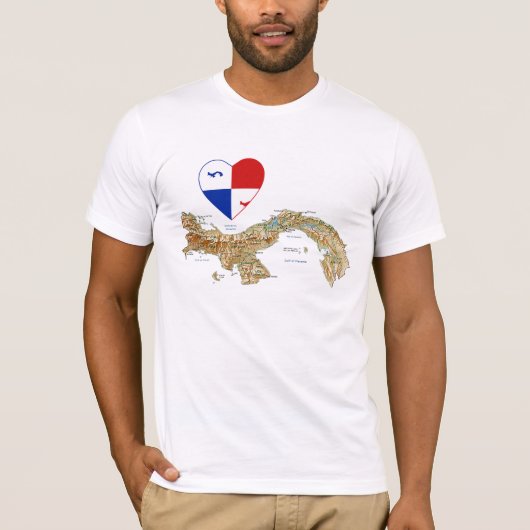 パナマ バナー ハートと地図 Tシャツ (正面)